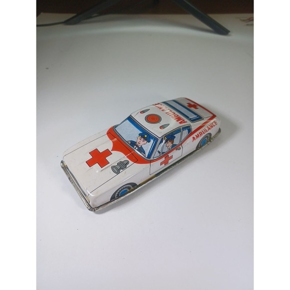 Vintage Tin Friction Car Japan Ambulance - Picture 1 of 7